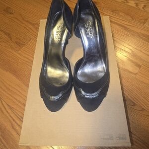 Franco Sarto Black Peep-Toe Heels
